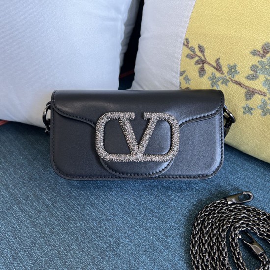 Valentino Loco Calfskin Small Shoulder Bag With Jewel Logo 20cm 3 Colors