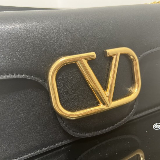 Valentino Garavani Loco Shoulder Bag in Calfskin With Metallic Vlogo Signature