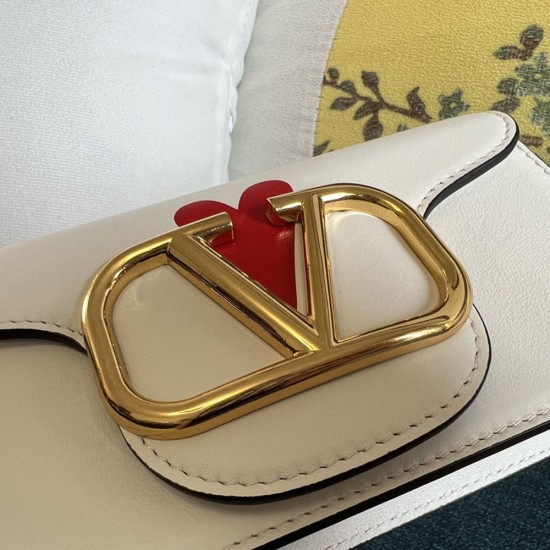 Valentino Loco Calfskin Small Shoulder Bag With Heart Print 20cm