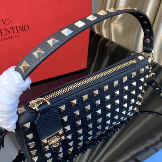 Valentino Garavani Rockstud Alcove Crossbody Bag in Grainy Calfskin With All-Over Studs