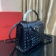 Valentino Garavani Small Rockstud Alcove Calfskin Handbag With All-Over Studs