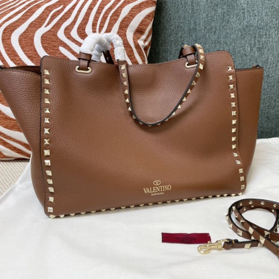 Valentino RockStud Medium Shopping Bag in Grained Calfskin