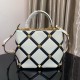 Valentino Roman Stud The Handle Bag in Lambskin Nappa With Contrast Color