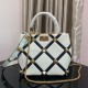 Valentino Roman Stud The Handle Bag in Lambskin Nappa With Contrast Color