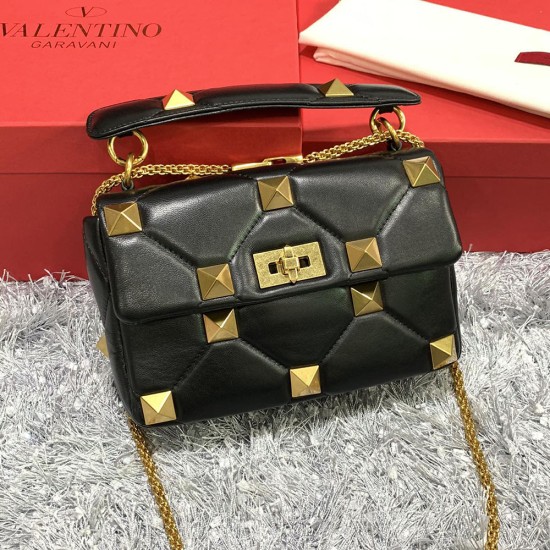 Valentino Roman Stud The Shoulder Bag in Nappa With Chain