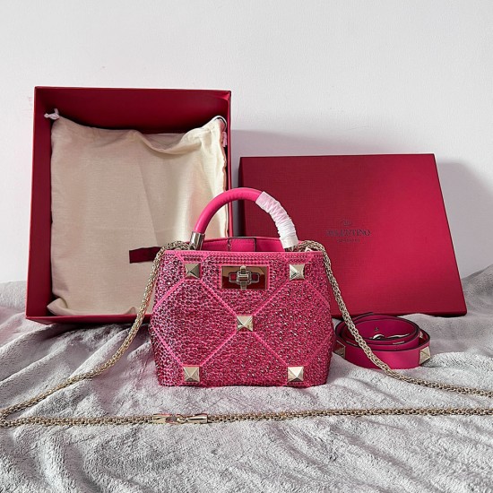Valentino Roman Stud Rhinestone Handbag 20cm 3 Colors