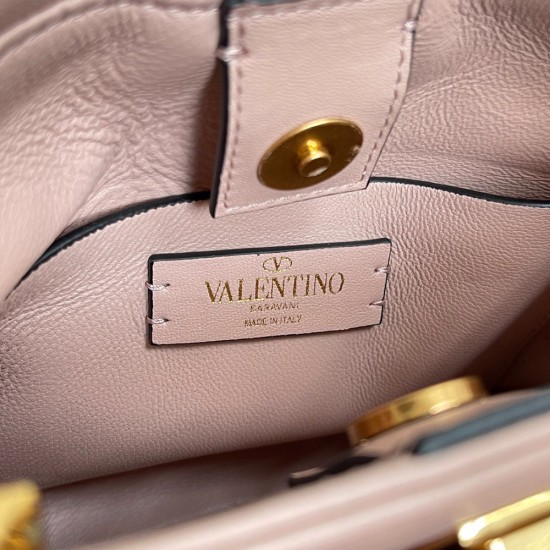 Valentino Small Roman Stud The Handle Bag in Lambskin Nappa