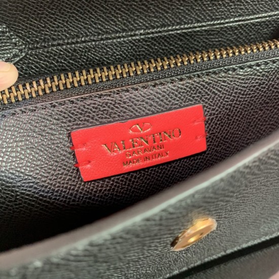Valentino Garavani VLOGO Vsling Chain Wallet in Grainy Calfskin