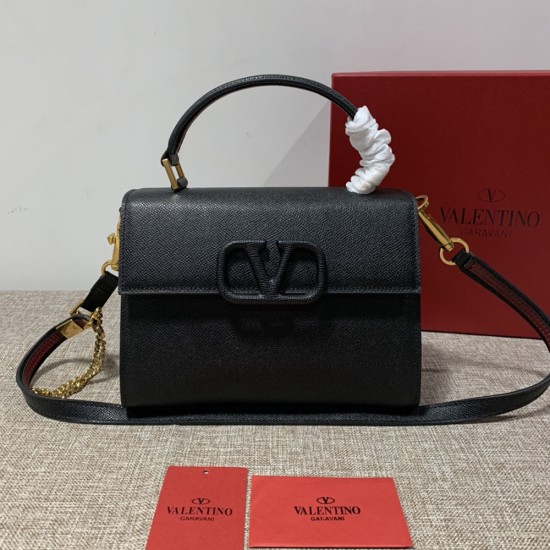 Valentino Garavani VSLING Grainy Calfskin Leather Handbag With VLogo Signature Closure
