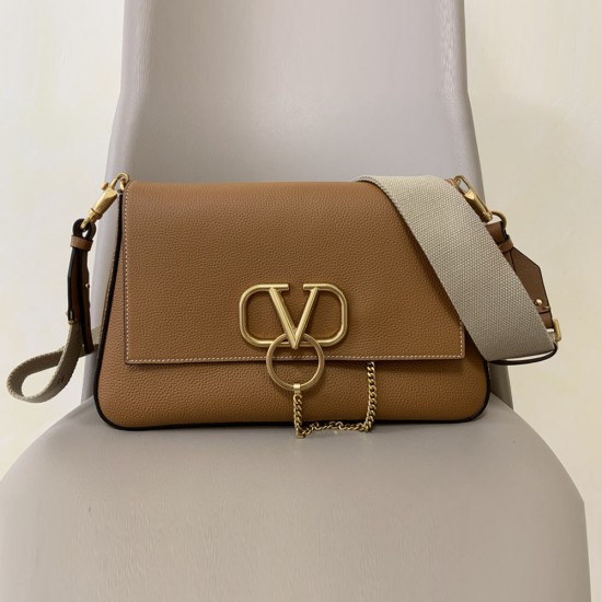 Valentino Garavani VLOGO Vring Large Shoulder Bag in Grainy Calfskin