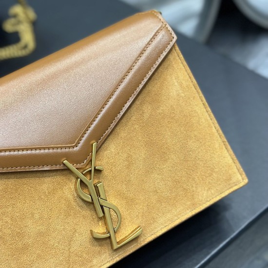 YSL Cassandra Medium Chain Bag Calfskin and Suede Leather 