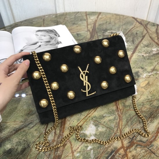 YSL Kate Chain Bag With Rivet in Deerskin and Calfskin Leather 2 Colors