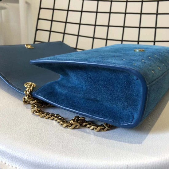 YSL Kate Chain Bag  in Blue Suede With Star and Lambskin Leather