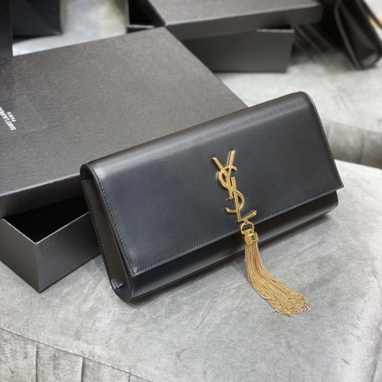 YSL Classic Kate Pouch in Black Smooth Calfskin