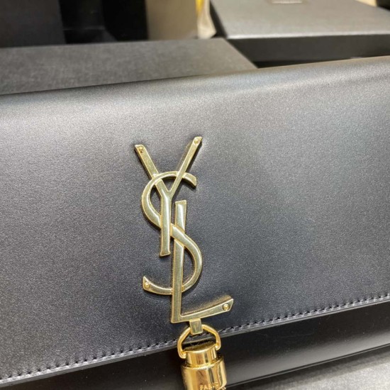 YSL Classic Kate Pouch in Black Smooth Calfskin