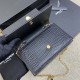 YSL Kate Chain Wallet With Tassel in Crocodile Embossed Shiny Leather