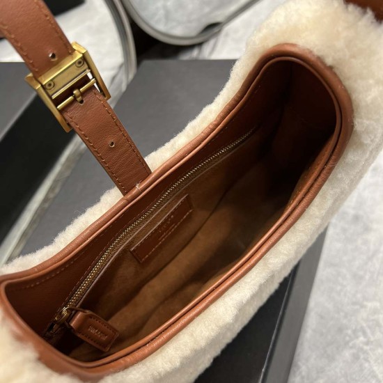 YSL LE 5 À 7 Hobo Bag In Woolen And Calfskin Leather