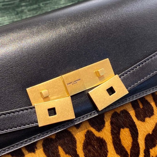 YSL Manhattan Shoulder Bag In Leopard Print Box Saint Laurent Leather