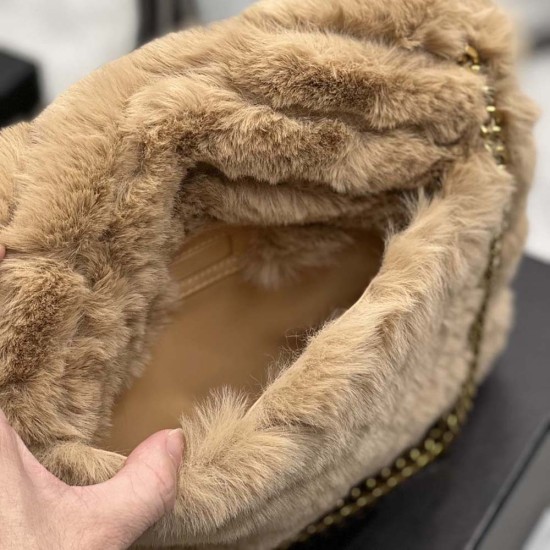 YSL Niki In Rabbit Fur And Vintage Calfskin Leather