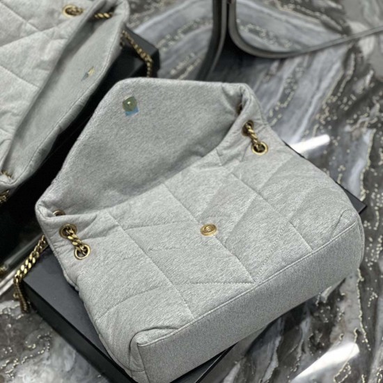 YSL Puffer Bag In Cotton and Calfskin Leather