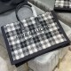 YSL Rive Gauche Tote Shopping Bag in Black Linen Wollen And Calfskin Leather
