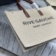 YSL Rive Gauche Tote Shopping Bag in Grey Linen And Brown Calfskin Leather