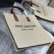 YSL Rive Gauche N/S Tote Shopping Bag in Grey Linen And Brown Calfskin Leather