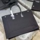 YSL Rive Gauche Tote Shopping Bag in Black Linen And Calfskin Leather