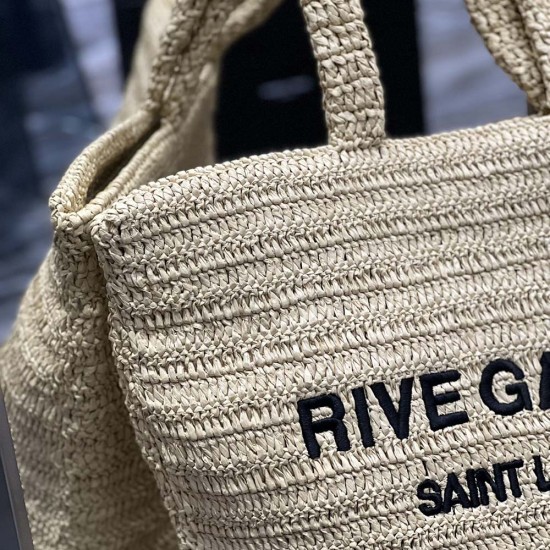 YSL Rive Gauche Raffia Knit Tote Shopping Bag 3 Colors