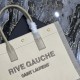 YSL Rive Gauche Tote Shopping Bag in Linen And Calfskin Leather