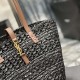 YSL Shopping Tote Bag In Raffia and Carfskin 2 Colors