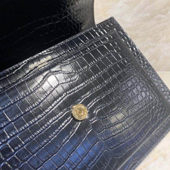 YSL Sunset Medium Chain Bag in Crocodile Embossed Calfskin Leather 8 Colors