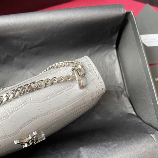 YSL Sunset Mini Chain Bag in Crocodile Pattern Calfskin Leather 3 Colors